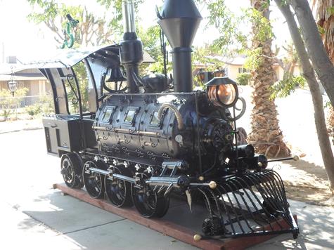 Antique Steampunk Train Locomotive Smoker Grill with Baroque Cowcatcher  Train Bell  and  5 tone  Air Whistle